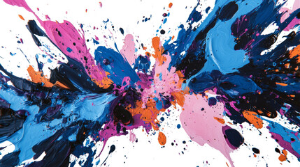 Poster - Vibrant explosion of acrylic paints against a stark black background