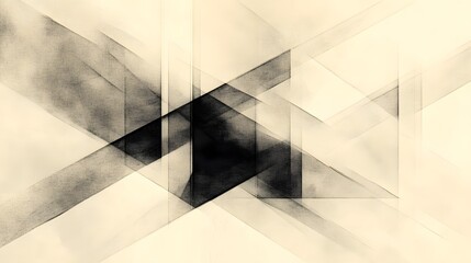 Aufkleber - Geometric Triangular Abstract Minimal Monochrome Art Composition