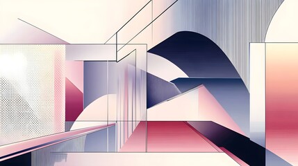 Aufkleber - Geometric Abstract Architectural Shapes in Vivid Gradient Color Palette
