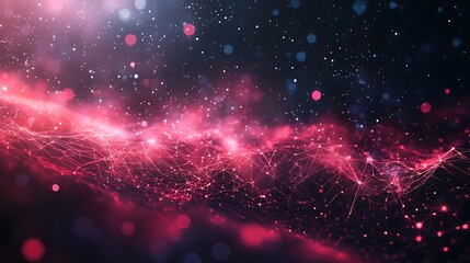 Wall Mural - glowing red hexagonal digital network