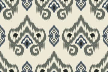 Wall Mural - Seamless ethnic ikat pattern featuring tribal and folk embroidery combined with Mexican Aztec geometrics. Perfect for graphic art, rug design, wallpaper, wrapping and clothing.