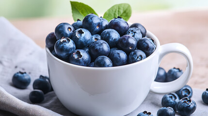 Sticker - A white cup filled with blueberries