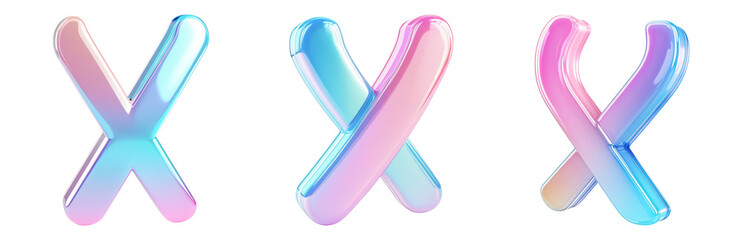 Wall Mural - 3d curved shapes in soft pastel tones isolated on transparent background