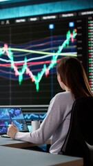 Aufkleber - Stock Market Analyst Business Woman