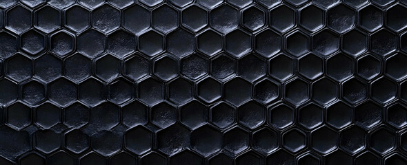 Poster - Black abstract background with a hexagonal pattern