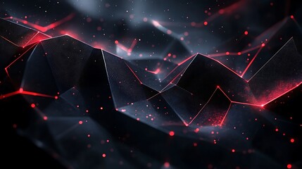 Wall Mural - glowing red hexagonal digital network