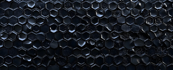Poster - Black abstract background with a hexagonal pattern