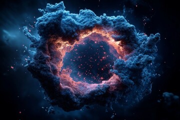 Poster - Nebula formation illuminated by starlight in deep space showing vibrant colors and cosmic dust