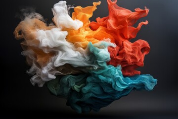 Poster - Colorful swirling abstract cloud formation with vibrant hues in a dark background