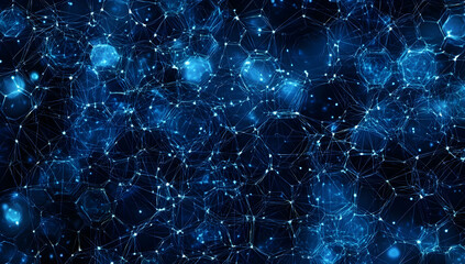Poster - abstract blue background with a hexagonal pattern for technology