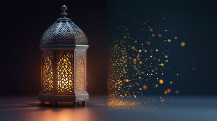 Wall Mural - Illuminated Ramadan Lantern Festive Glow Sparkling Light Festive Decoration Islamic Celebration