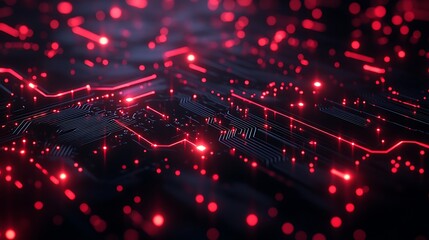 Wall Mural - glowing red hexagonal digital network