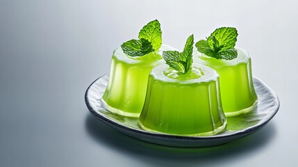 Refreshing lime jelly dessert with mint garnish.  A sweet treat perfect for a summer day!