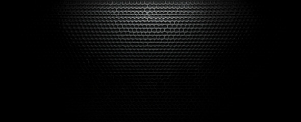 Poster - 3D render of a black abstract background with a hexagon pattern