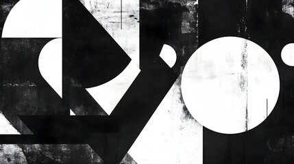 Leinwandbilder - Abstract Minimalist Geometric Shapes Composition in Monochrome Black and White Colors