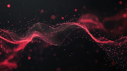 Wall Mural - abstract red digital wave with particles