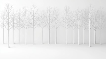 Wall Mural - Serene Minimalist Scene of White Trees in a Calm Uncluttered Environment for Conceptual Use