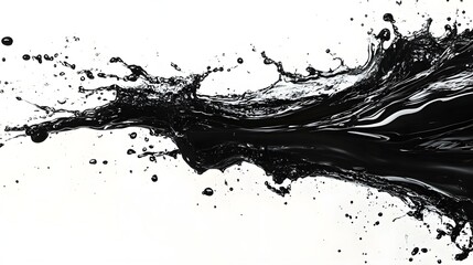 Aufkleber - Dramatic and dynamic abstract art design featuring a powerful black and white liquid splash effect  The image showcases a captivating flow of contrasting monochrome tones textures and movement
