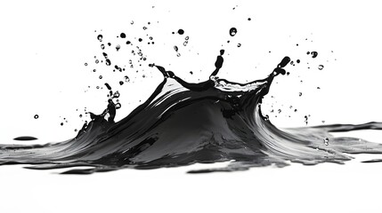 Fototapete - Dramatic and dynamic abstract black liquid splash image flowing splashing and dispersing with energetic motion and fluid dynamics