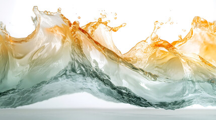 Fototapete - Dramatic and powerful crashing ocean waves creating dynamic splashes and vibrant aquatic textures in shades of turquoise orange and white
