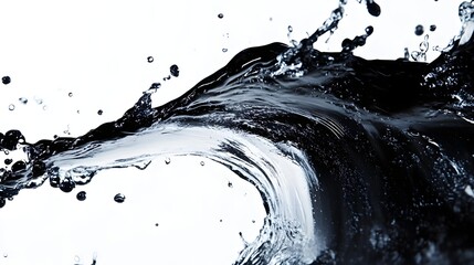Poster - Dramatic and powerful liquid motion captured in a monochrome splash of abstract water texture and flow  The image showcases the dynamic energetic and transparent nature of the fluid