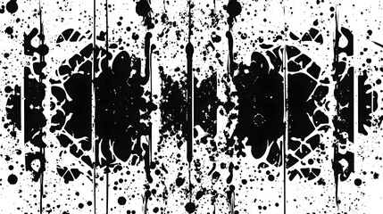 Aufkleber - Dramatic Black and White Abstract Splatter Pattern Background with Expressive Liquid Stains and Blots