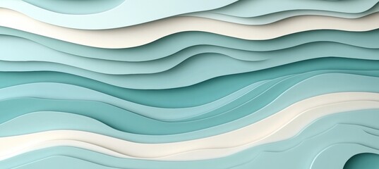 Poster - Seamless Light Blue 3D Wavy Texture Background, Elegant Minimalist Design, Monochromatic Colors
