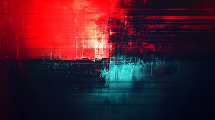 Poster - Dramatic high contrast illumination of a glitched blurred and digitally manipulated abstract artwork featuring vibrant neon lighting effects electric and technological motifs