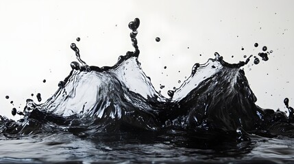Leinwandbilder - Dramatic Monochrome Splash of Water in Motion with Droplets Ripples and Bursting Energy Creating a Bold Graphic Abstract Design