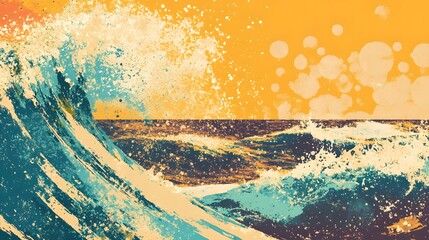 Poster - Dramatic Oceanic Explosion with Vibrant Splashing Water Waves and Chaos