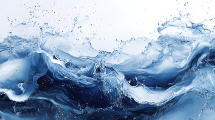 Poster - Dramatic scene of powerful ocean waves crashing and splashing against rocky cliffs in stormy weather conditions  Turbulent churning waters create a chaotic and dynamic aquatic landscape