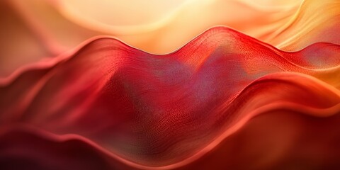 Abstract Vibrant Crimson Flowing Fabric, Wavy Lines, Soft Texture, Warm Glow, Smooth Curves