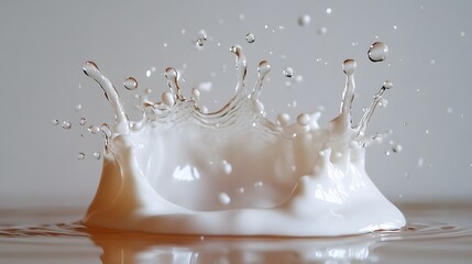 Poster - Dramatic water splash with dynamic motion and flowing droplets capturing the fluid dynamics and refreshing transparency of a natural liquid element in an minimalist style