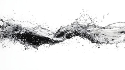 Leinwandbilder - Dynamic black and white image of powerful water splash or wave crashing against a clean minimalist background  The motion and energy of the flowing liquid creates an visual with a sense of movement