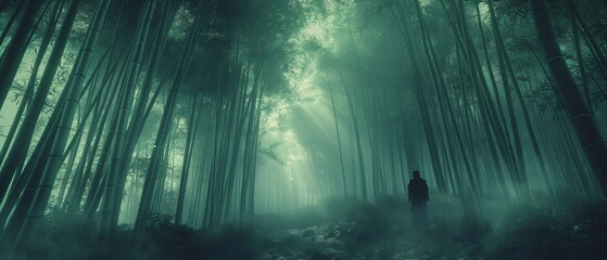 Wall Mural - Forest spirits of an ancient legend hide in dense _008