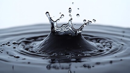 Fototapete - Dynamic water splash and ripples against a sleek monocolor black background  The image captures the mesmerizing movement and fluidity of water creating an abstract and visual experience