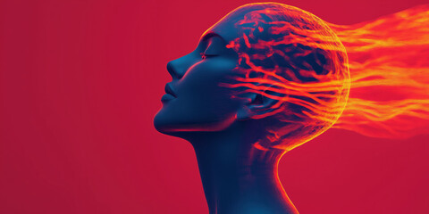 Poster - conceptual scene depicting person thoughts with vibrant colors and energy