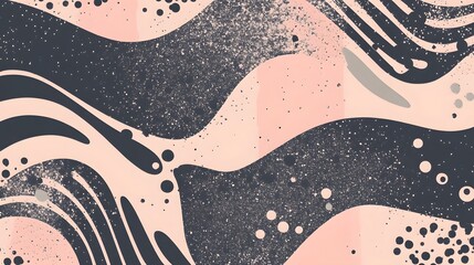 Fototapete - Elegant Abstract Digital Art Composition with Fluid Geometric Shapes and Pastel Tones