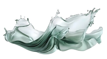 Poster - Elegant Fluid Motion of Transparent Liquid Splashing and Flowing in Dynamic Waves  Showcasing the natural beauty and energy of water in a smooth clean and crystal clear visual