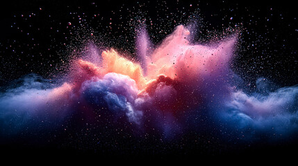 Wall Mural - colorful explosion of confetti is shown in the air. the colors are bright and vibrant, creating a se