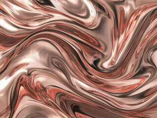 Poster - A luxurious, high-detail texture of flowing liquid rose gold with smooth, reflective waves and organic ripples. The surface shimmers with soft metallic highlights, creating a sense of depth and fluid 