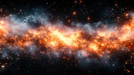 Wall Mural - bright orange galaxy with a lot of stars and a lot of fire. the fire is coming from a black hole