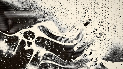 Poster - Explosive Monochrome Fluid Dynamics An Abstract Surreal Masterpiece