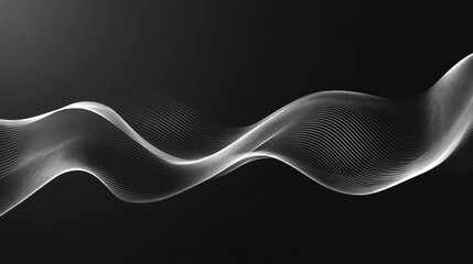 Poster - A smooth wave of black, silver, and dark gray forms a gradient background with a noise effect and light reflection