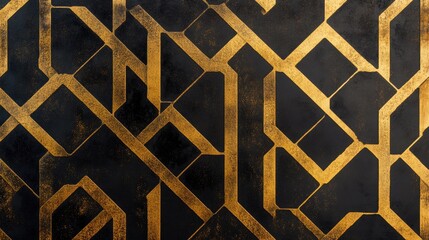 Poster - A sophisticated pattern of overlapping translucent polygons with a golden shimmer gradient.