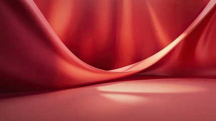 Poster - Abstract luxury background with deep red satin fabric and natural light reflections.