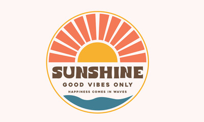 Wall Mural - Good vibes only. Beach good vibes. Beach modern abstract art. Enjoy beach life. Sunshine paradise graphic print design. Enjoy beach life. Summer vibes artwork. Surf club design.