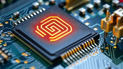 Poster - fiber optic cable transmitting data to a microchip, with a glowing fingerprint highlighting the conc