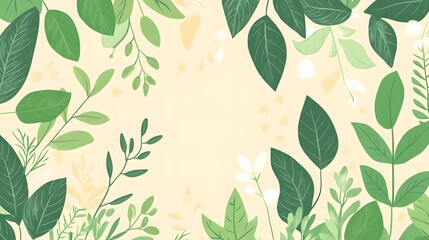 Aufkleber - Green Lush Foliage Leaves Natural Background with Elegant Calm Aesthetic Design