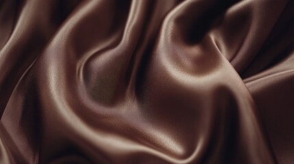 Poster - Dark chocolate brown silk fabric with natural curves and a refined, soft sheen.